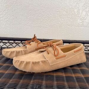 Ann Taylor Suede Leather Tan Brown Driving Moccasins Boat Shoes Women's